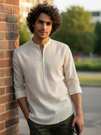 BULL FIRE Zipper Style Pure Cotton Full Sleeve Short Kurta