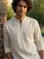 BULL FIRE Zipper Style Pure Cotton Full Sleeve Short Kurta