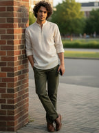BULL FIRE Zipper Style Pure Cotton Full Sleeve Short Kurta