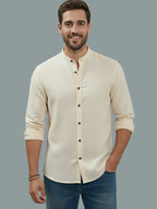 BULL FIRE Chinese Collar Full Sleeve Cotton Regular Fit Shirt For Men