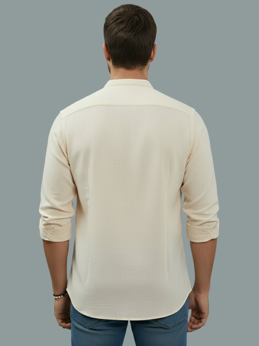 BULL FIRE Chinese Collar Full Sleeve Cotton Regular Fit Shirt For Men