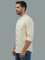 BULL FIRE Chinese Collar Full Sleeve Cotton Regular Fit Shirt For Men