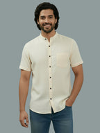 BULL FIRE Half Sleeve Chinese Collar Cotton Regular Fit Shirt For Men