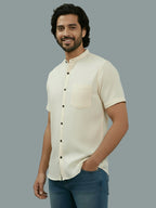 BULL FIRE Half Sleeve Chinese Collar Cotton Regular Fit Shirt For Men