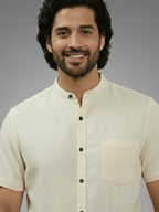BULL FIRE Half Sleeve Chinese Collar Cotton Regular Fit Shirt For Men