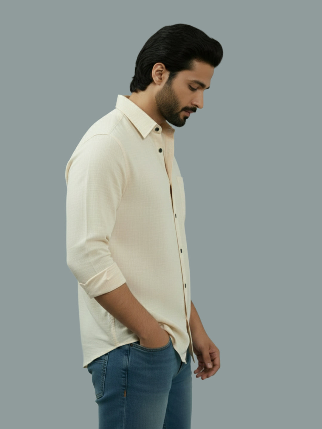BULL FIRE Spread Collar Full Sleeve Cotton Regular Fit  Shirt for Men
