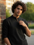 BULL FIRE Zipper Style Pure Cotton Full Sleeve Short Kurta