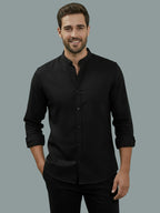 BULL FIRE Chinese Collar Full Sleeve Cotton Regular Fit Shirt For Men