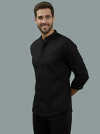 BULL FIRE Chinese Collar Full Sleeve Cotton Regular Fit Shirt For Men