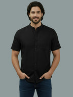 BULL FIRE Half Sleeve Chinese Collar Cotton Regular Fit Shirt For Men