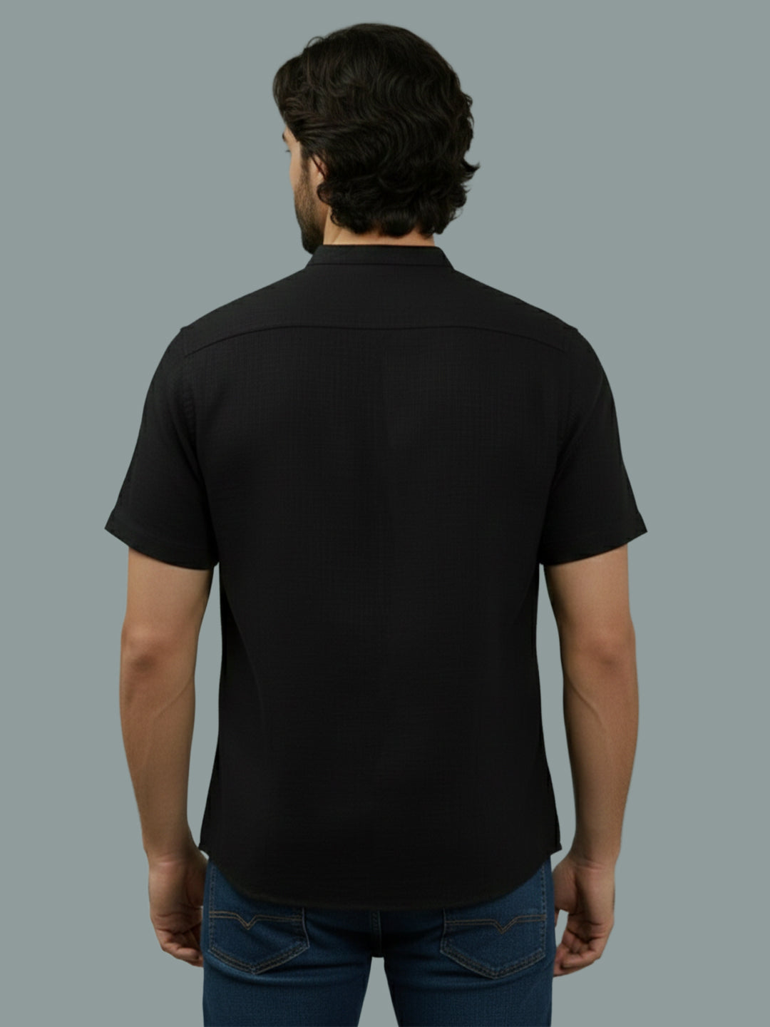 BULL FIRE Half Sleeve Chinese Collar Cotton Regular Fit Shirt For Men