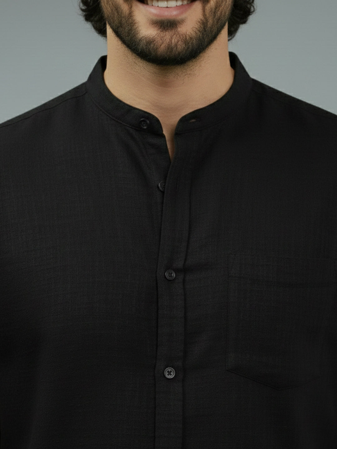 BULL FIRE Half Sleeve Chinese Collar Cotton Regular Fit Shirt For Men