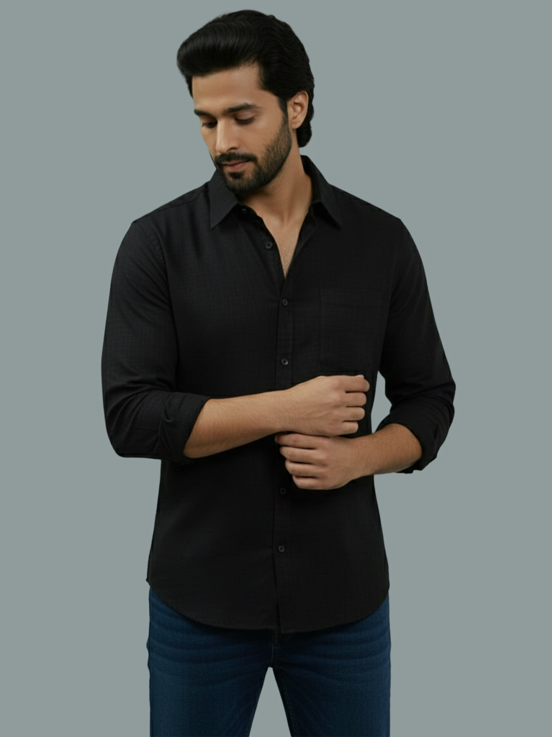 BULL FIRE Spread Collar Full Sleeve Cotton Regular Fit  Shirt for Men
