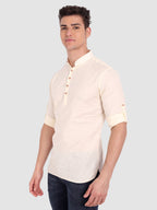 BULL FIRE Men Full Sleeve Roll Up Style Chinese Collar Cotton Kurta