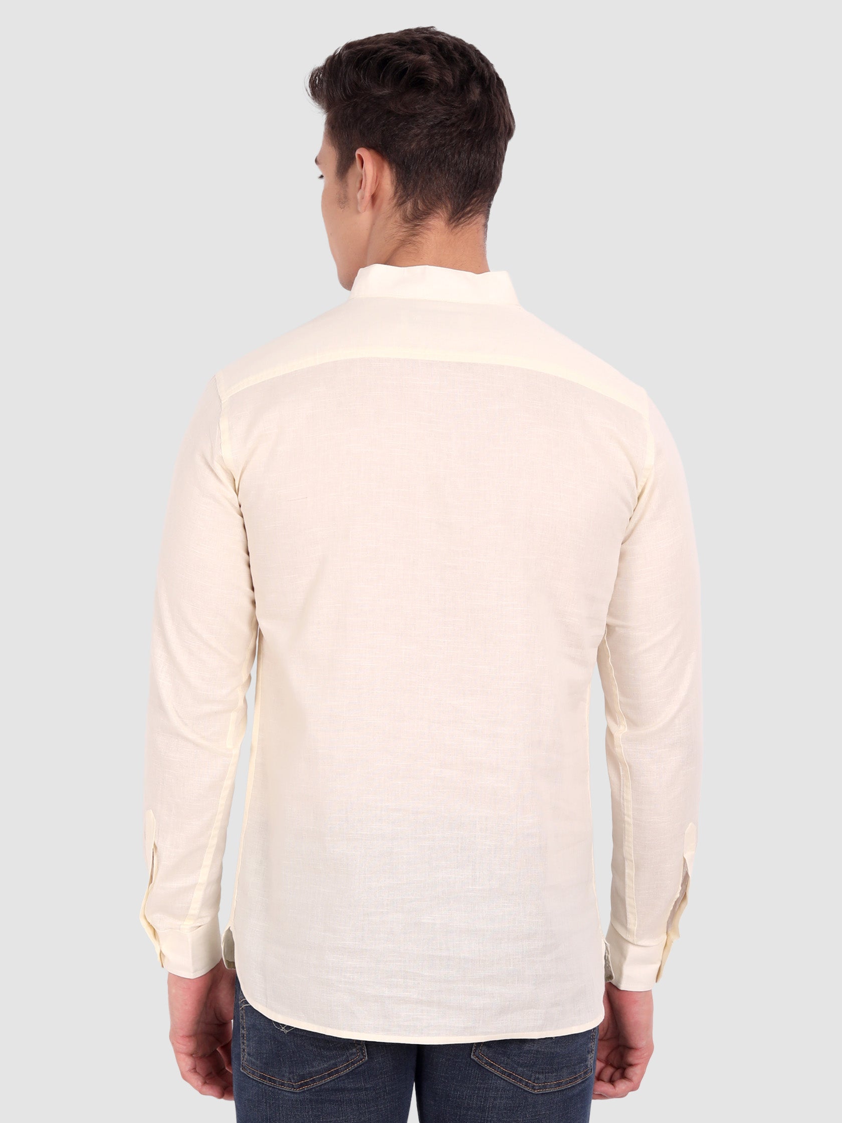 BULL FIRE Men Full Sleeve Roll Up Style Chinese Collar Cotton Kurta