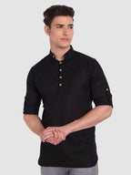 BULL FIRE Men Full Sleeve Roll Up Style Chinese Collar Cotton Kurta