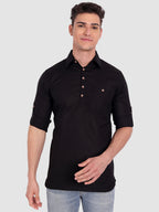 BULL FIRE Men Full Sleeve Roll Up Sleeve Style Spread Collar Pure Cotton Kurta