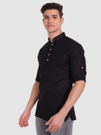 BULL FIRE Men Full Sleeve Roll Up Style Chinese Collar Cotton Kurta