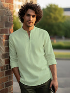 BULL FIRE Zipper Style Pure Cotton Full Sleeve Short Kurta