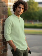 BULL FIRE Zipper Style Pure Cotton Full Sleeve Short Kurta
