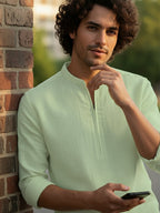 BULL FIRE Zipper Style Pure Cotton Full Sleeve Short Kurta