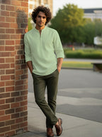BULL FIRE Zipper Style Pure Cotton Full Sleeve Short Kurta