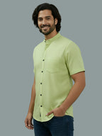 BULL FIRE Half Sleeve Chinese Collar Cotton Regular Fit Shirt For Men