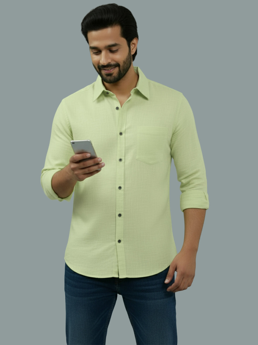 BULL FIRE Spread Collar Full Sleeve Cotton Regular Fit  Shirt for Men