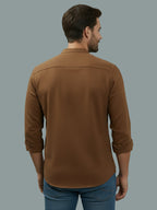 BULL FIRE Chinese Collar Full Sleeve Cotton Regular Fit Shirt For Men