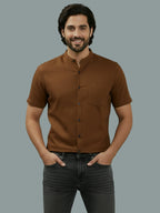 BULL FIRE Half Sleeve Chinese Collar Cotton Regular Fit Shirt For Men