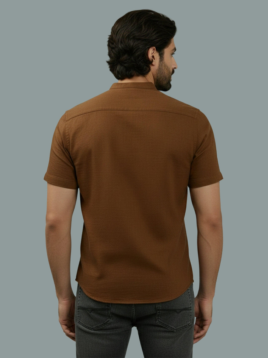 BULL FIRE Half Sleeve Chinese Collar Cotton Regular Fit Shirt For Men