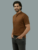 BULL FIRE Half Sleeve Chinese Collar Cotton Regular Fit Shirt For Men