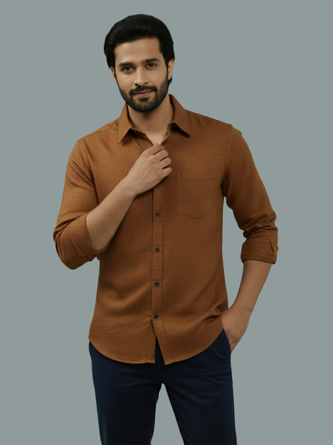 BULL FIRE Spread Collar Full Sleeve Cotton Regular Fit  Shirt for Men