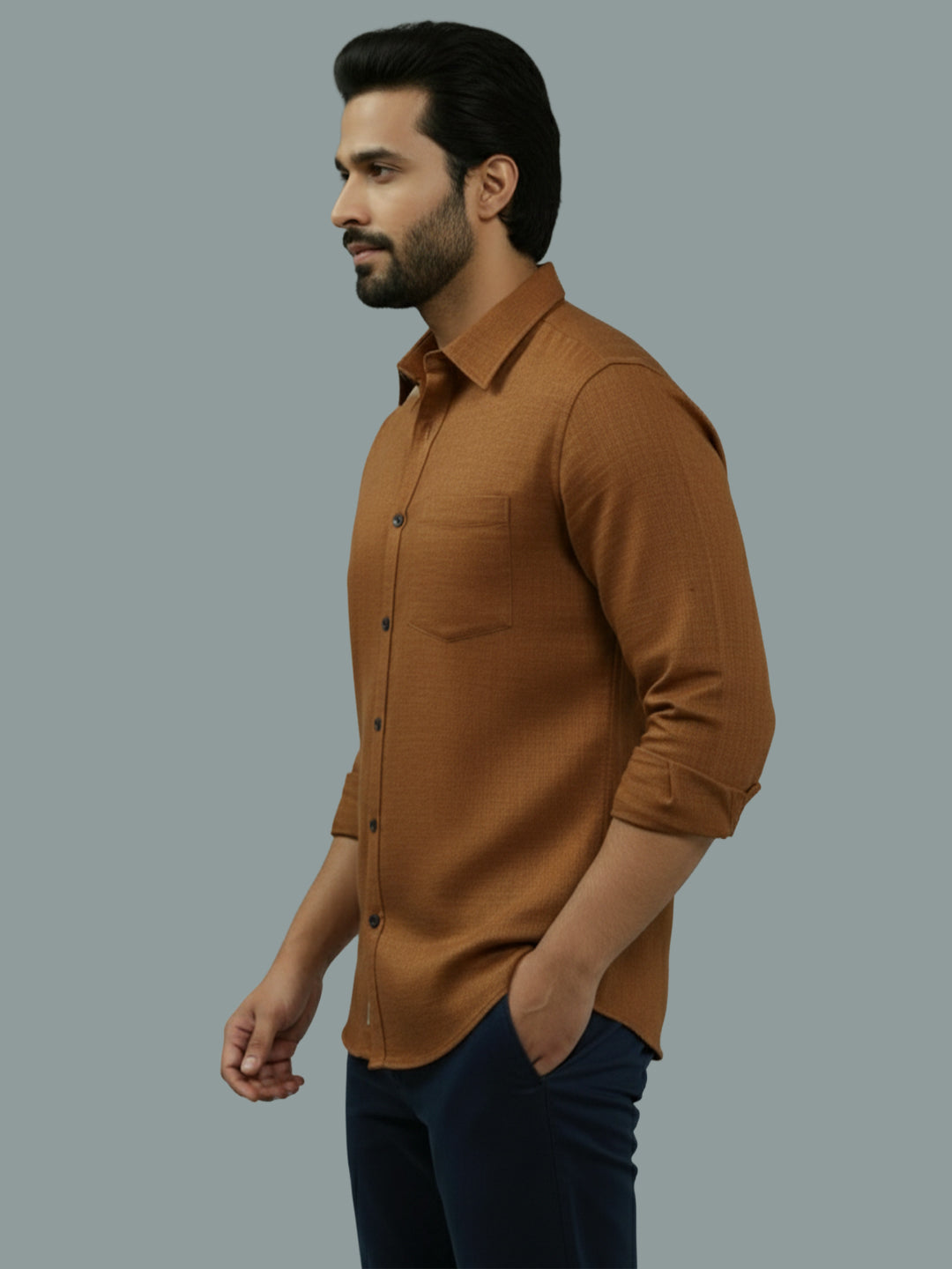 BULL FIRE Spread Collar Full Sleeve Cotton Regular Fit  Shirt for Men