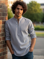 BULL FIRE Zipper Style Pure Cotton Full Sleeve Short Kurta