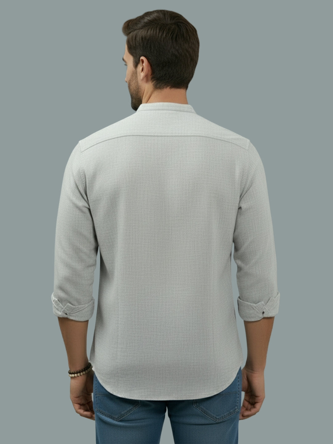 BULL FIRE Chinese Collar Full Sleeve Cotton Regular Fit Shirt For Men