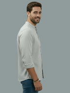 BULL FIRE Chinese Collar Full Sleeve Cotton Regular Fit Shirt For Men