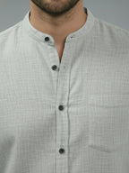 BULL FIRE Chinese Collar Full Sleeve Cotton Regular Fit Shirt For Men