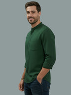BULL FIRE Chinese Collar Full Sleeve Cotton Regular Fit Shirt For Men