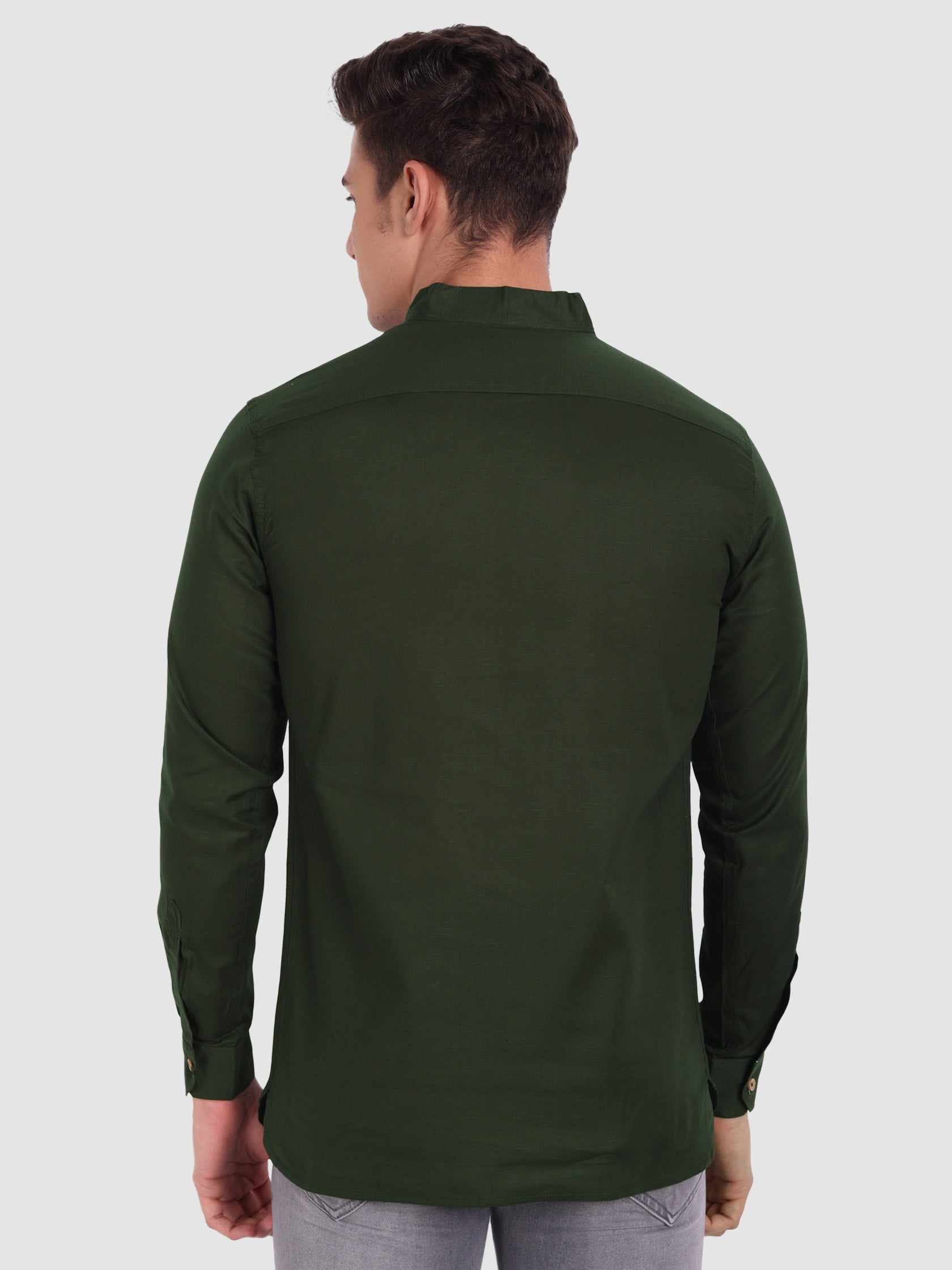 BULL FIRE Men Full Sleeve Roll Up Style Chinese Collar Cotton Kurta
