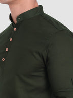BULL FIRE Men Full Sleeve Roll Up Style Chinese Collar Cotton Kurta