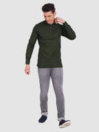 BULL FIRE Men Full Sleeve Roll Up Style Chinese Collar Cotton Kurta