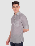 BULL FIRE Men Full Sleeve Roll Up Sleeve Style Spread Collar Pure Cotton Kurta
