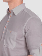 BULL FIRE Men Full Sleeve Roll Up Sleeve Style Spread Collar Pure Cotton Kurta