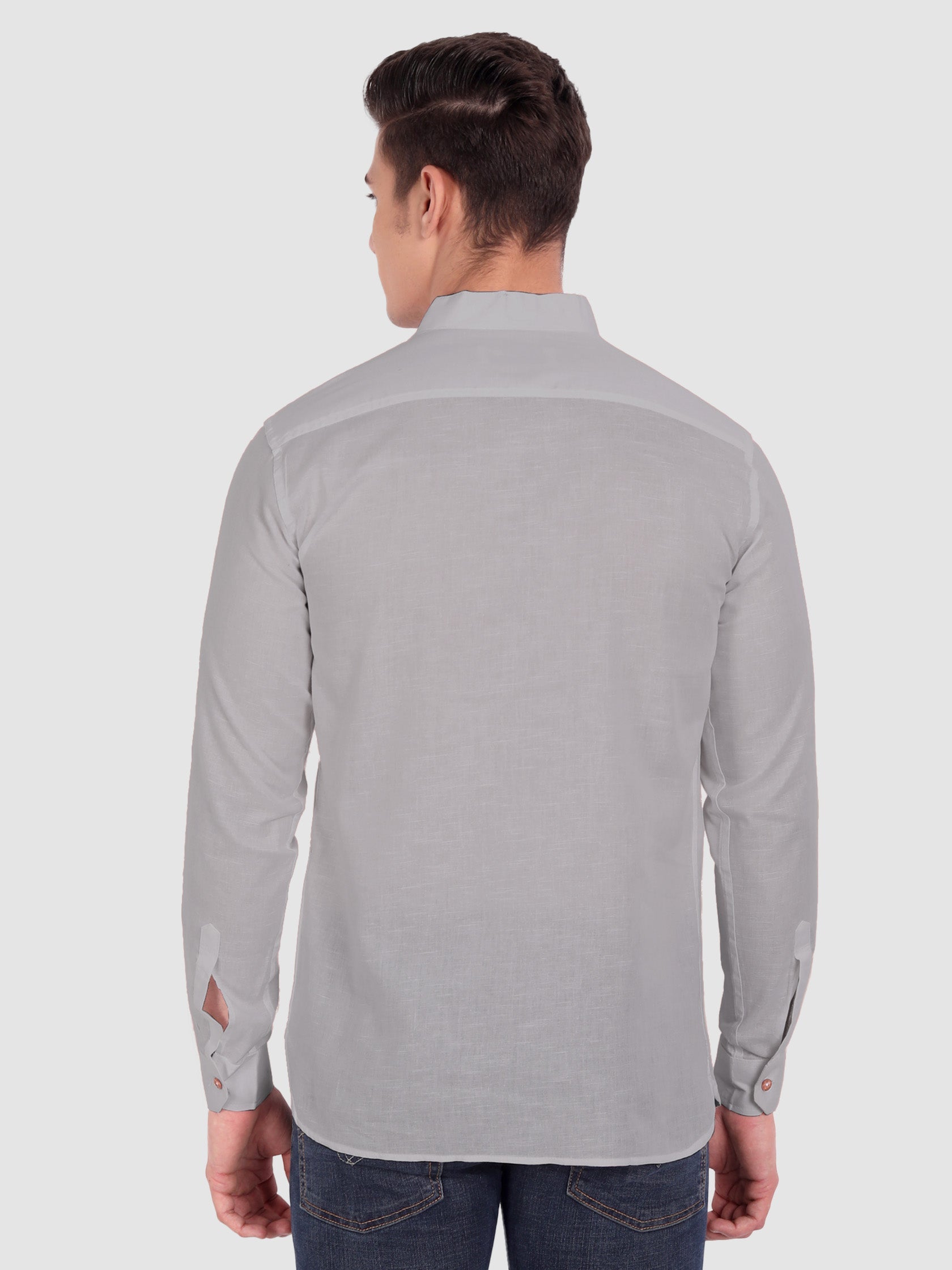 BULL FIRE Men Full Sleeve Roll Up Style Chinese Collar Cotton Kurta