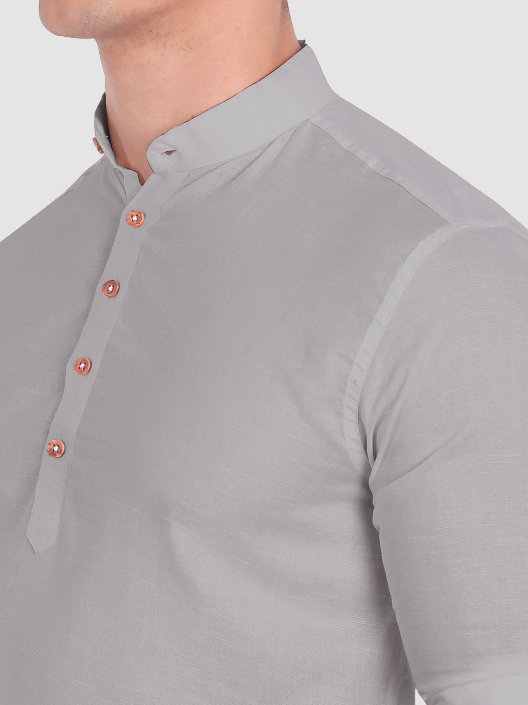 BULL FIRE Men Full Sleeve Roll Up Style Chinese Collar Cotton Kurta