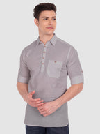 BULL FIRE Men Full Sleeve Roll Up Sleeve Style Spread Collar Pure Cotton Kurta