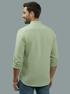 BULL FIRE Chinese Collar Full Sleeve Cotton Regular Fit Shirt For Men