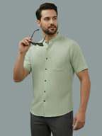 BULL FIRE Half Sleeve Chinese Collar Cotton Regular Fit Shirt For Men