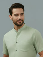 BULL FIRE Half Sleeve Chinese Collar Cotton Regular Fit Shirt For Men
